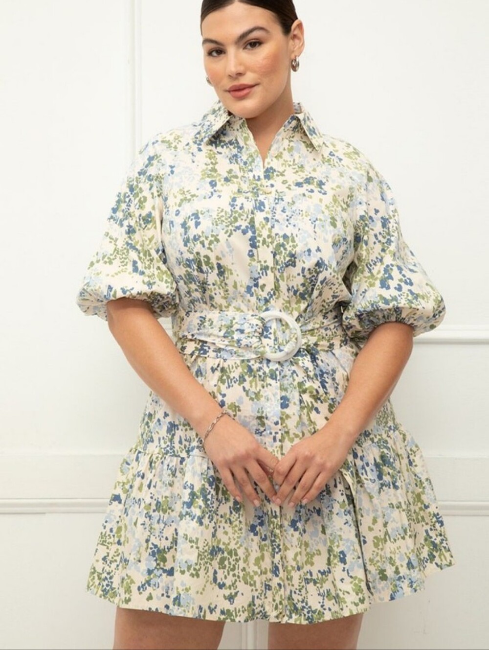 ELOQUII Elements Button Down Dress With Flounce Size 22